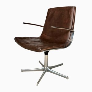 Minimalist Leather Logos Side Chair by Walter Knoll, Germany, 1970s