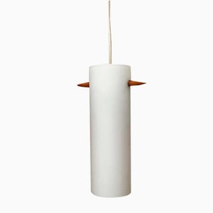 Mid-Century Teak and Glass Pendant Lamp by Uno & Östen Kristiansson for Luxus, Vittsjö, Sweden, 1960s