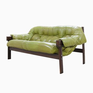 Model MP 041 Green Leather Sofa from Percival Lafer, 1961