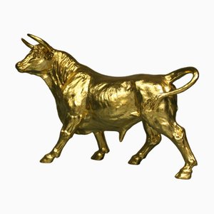 Figura di toro in 24 carati dorato, anni 2000