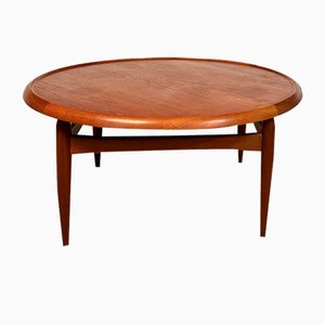 Mesa de centro minimalista de madera de teca con tablero de formica reversible de Ejvind A. Johansson para Ludvig Pontoppidan, Dinamarca, 1955