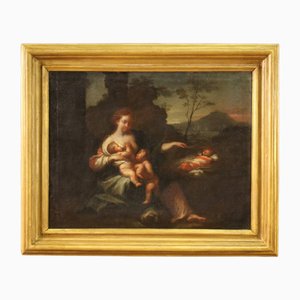 Artiste Italien, Allégorie de la Maternité, 1740, Huile sur Toile, Encadrée
