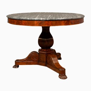 Antique English Regency Drum Coffee Table in Marble, 1820s