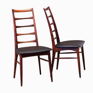 Vintage Chair in Rosewood and Black Leather by Niels Koefoed for Koefoeds Møbelfabrik, 1960s, Set of 4