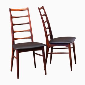 Chairs in Rosewood and Black Leather by Niels Koefoed for Koefoeds Møbelfabrik, 1960s, Set of 6