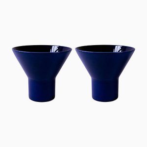 Large Blue Ceramic KYO Vases by Mazo Design, Set of 2