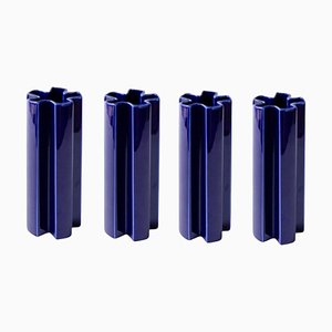 Medium Blue Ceramic Kyo Star Vases by Mazo Design, Set of 4