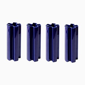 Mittelgroße blaue Kyo Star Vasen aus Keramik von Mazo Design, 4 . Set