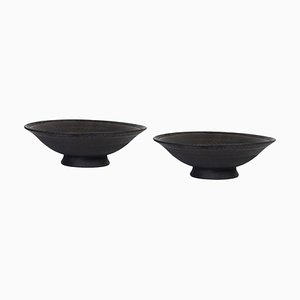 Helice Black Porcelain Bowls by Studio Cúze, Set of 2