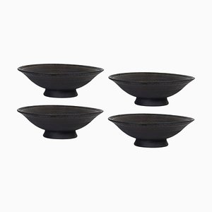 Helice Black Porcelain Bowls by Studio Cúze, Set of 4