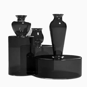 Vases Milo Ronds Noirs par Mason Editions, Set de 3