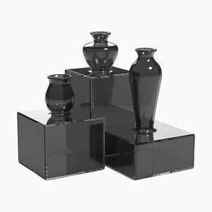 Vases Milo Square Noirs par Mason Editions, Set de 3