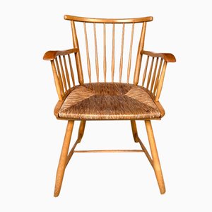 WKS 7 Armchair with Wickerwork Seat by Arno Lambrecht for Wk Möbel, Germany, 1950s