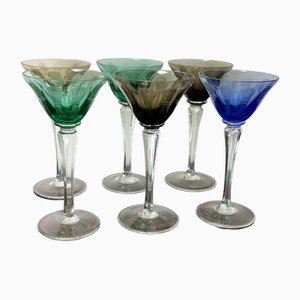 Vasos italianos vintage de cristal, años 50. Juego de 6