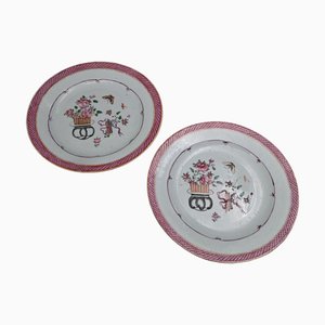 Plates in Famille Rose Porcelain, China, 18th Century, Set of 2