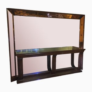Large Mirror with Console in the style of Osvaldo Borsani, Italy, 1950s