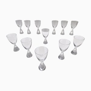 Vasos vintage de cristal de Bent Ole Severin para Holmegaard, 1958. Juego de 12