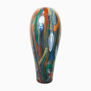 Jarrón vintage grande de cristal de Murano multicolor, años 70