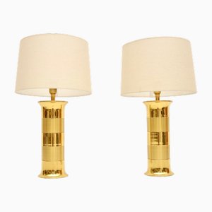 Large Vintage Brass Table Lamps, 1970, Set of 2