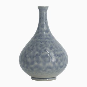 Small Mid-Century Scandinavian Modern Collectible Azure Stoneware Vase by Gunnar Borg for Höganäs Ceramics, 1960s