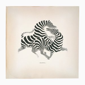 Victor Vasarely, Zebra Couple, años 80, Serigrafía