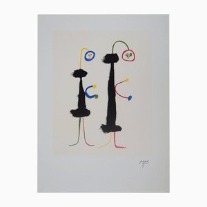 Joan Miro, Coppia di innamorati surreali, anni '70, Litografia