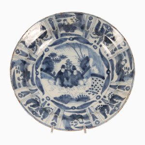 Antique Blue and White Plate in Earthenware, 1690