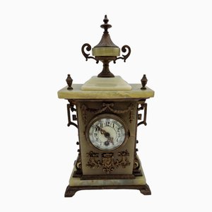 French Alabaster Clock, Early 20th Century