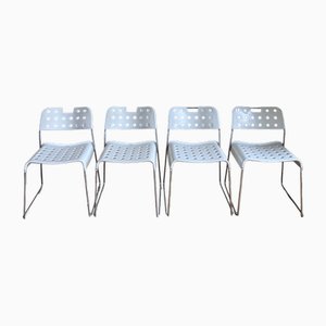 White Metal Model Omkstak Chairs by Rodney Kinsman for Bieffeplast, 1970s, Set of 4