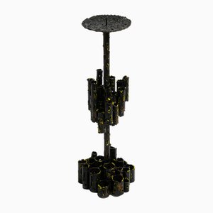Large Italian Sculptural Brutalist Iron Candleholder by Marcello Fantoni, 1950s