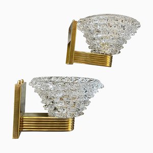 Mid-Century Modern Rostrato Murano Glass Wall Lights in the style of Barovier & Toso, 1980s, Set of 2