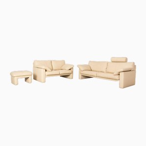 Erpo CL 300 Leather Sofa Set in Cream, Set of 3