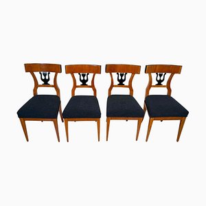 German Biedermeier Chairs in Cherry Veneer, 1830, Set of 4