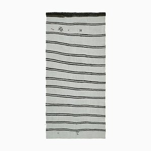 Tapis Kilim en Chanvre Blanc, 2000s