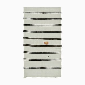 Tapis Kilim en Chanvre Blanc, 2000s