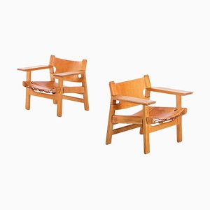 Børge Mogensen zugeschriebene Spanische Stühle, 1960er, 2er Set