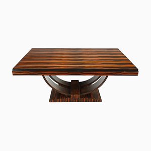 Art Deco Rectangular Dining Table in Macassard Ebony Veneer, 1940s