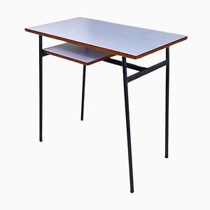 Scrivania moderna in formica blu e metallo nero, Italia, anni '60
