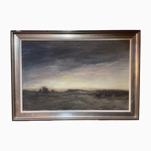 Paysage, Années 1960, Peinture à l'Huile sur Toile, Encadrée