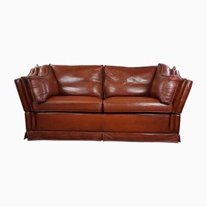 2 Seat Castle Bank Made from High -Quality Cattle Lecturer in Cognac Color