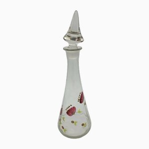 Hand Painted Glass Carafe with Cap, Italy, 1970s