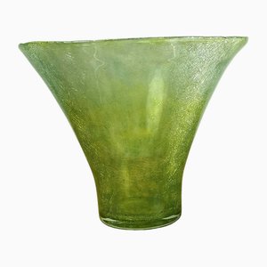 Mid-Century Cracked Veil Green Glass Vase, 1960s
