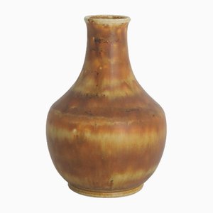 Small Mid-Century Scandinavian Modern Collectible Brown Stoneware Vase by Gunnar Borg for Höganäs Ceramics, 1960s