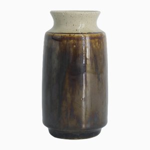 Small Mid-Century Scandinavian Modern Collectible Glazed Stoneware Vase No. 5 by Gunnar Borg for Höganäs Ceramics, 1960s