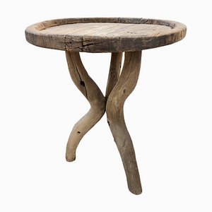 Table d'Appoint Rustique avec Pieds en Bois Flotté, 1940s