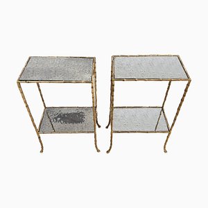 Mid-Century French Side Tables with Eglomise Glass, 1960s, Set of 2