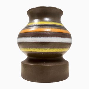 Postmodern Brown Enameled Earthenware Vase by Bitossi, 1970s