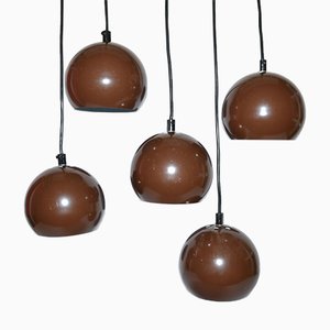 Mid-Century Danish Brown Bubble Pendant Lamps from E.S.Horn, 1970s, Set of 5