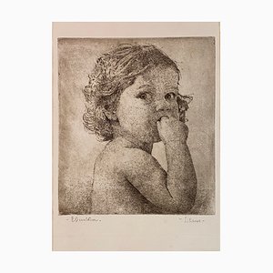 Ettore Beraldini, Portrait of a Girl: Liliana, 1945, Engraving