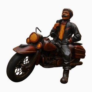 Vintage Figur eines Motorradfahrers